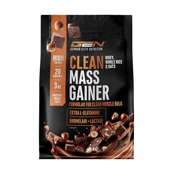 Clean Weight Gainer - 3 kg - Avec Glucides Complexes et Protéines - Idéal pour la Phase de Prise de Masse - Poudre pour la Pr
