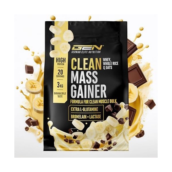 Clean Weight Gainer - 3 kg - Avec Glucides Complexes et Protéines - Idéal pour la Phase de Prise de Masse - Poudre pour la Pr