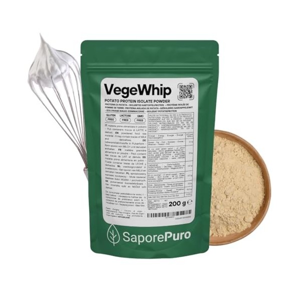 Saporepuro Protéines isolées de pommes de terre VEGEWHIP 200 gr - protéines végétales en poudre