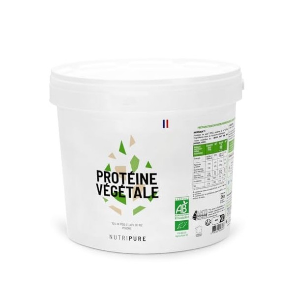 Nutripure | Protéine Vegan Bio | Neutre | Complément Alimentaire Sport & Musculation | Protéine Végétale de Pois et de Riz, B