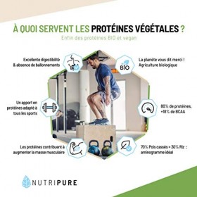 Nutripure | Protéine Vegan Bio | Neutre | Complément Alimentaire Sport & Musculation | Protéine Végétale de Pois et de Riz, B