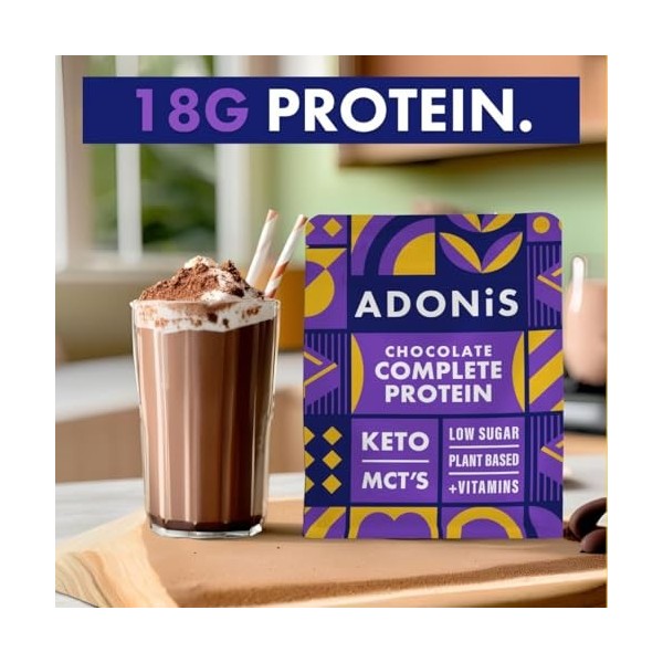 ADONiS Keto Shake Vanille Protein Shake - Saveur crémeuse de vanille - Faible teneur en glucides - Poudre de protéines de qua