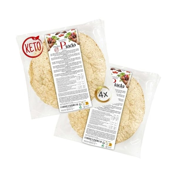 8 Piadinas protéiques Line@diet 2 paquets | Teneur élevée en protéines | pour la phase 1 | 2 paquets de 4 piadines de 40 g Mé...
