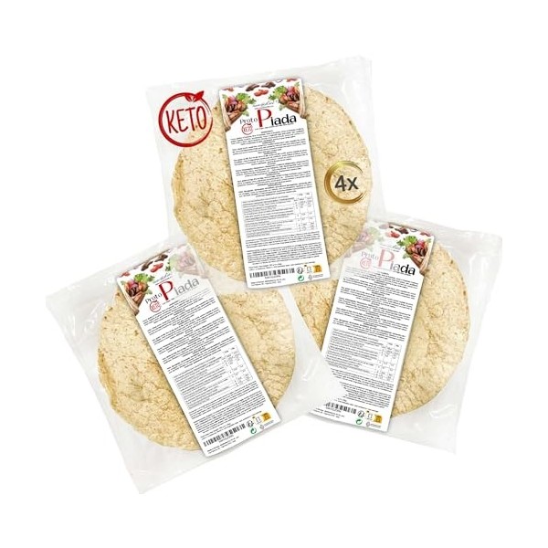 8 Piadinas protéiques Line@diet 2 paquets | Teneur élevée en protéines | pour la phase 1 | 2 paquets de 4 piadines de 40 g Mé...