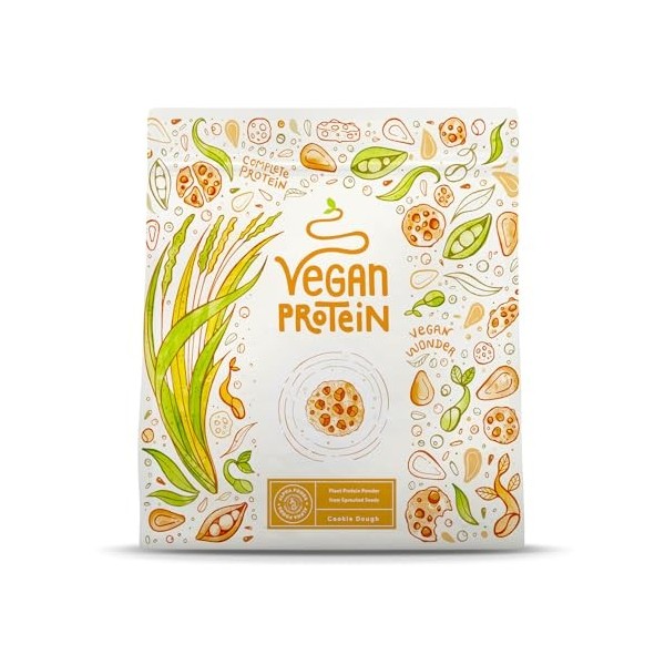 Vegan Proteine en Poudre [1.2 kg] | Cookie Dough | 21g Protein | Soja, Riz, Pois, Graines de Tournesol | Pre/Post Workout Pro...
