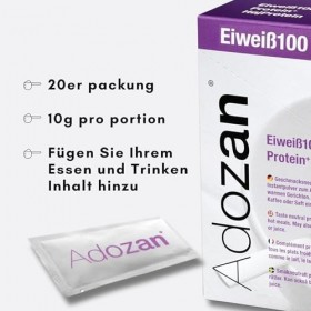 Adozan Protéine100 : Poudre de protéines | 10g 20er pack | Poudre de protéines à 99% | Pour tous les plats et boissons | Id