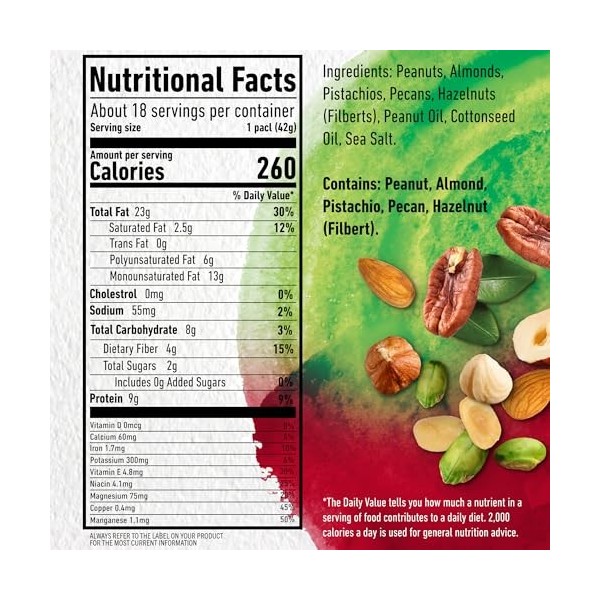 Planters Nutrition Heart Healthy Mix, 1.5 Ounce Pack of 18 