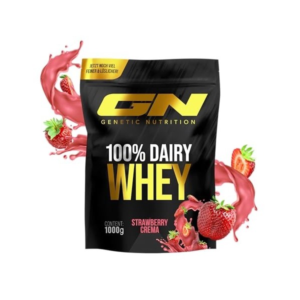 GN Laboratories 100 % poudre de protéines de lactosérum Dairy 1 kg nougat de noisette – Poudre de protéines avec 23 g de pr M...