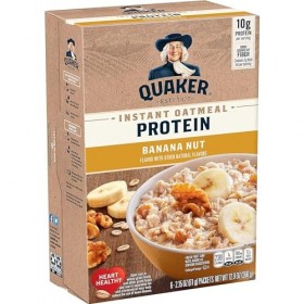 Quaker Instant Oatmeal Protein Banana Nut Flavor 6 Count, 12.9oz Box Pack of 2 