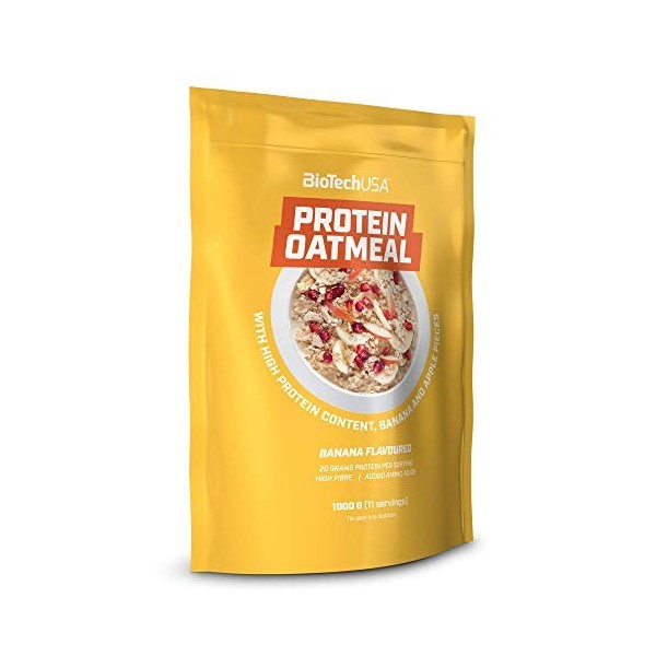 BioTechUSA Protein Oatmeal Repas fonctionnel, riche en protéines et fibres de flocons d’avoine, avec fruits secs, avec édulco...