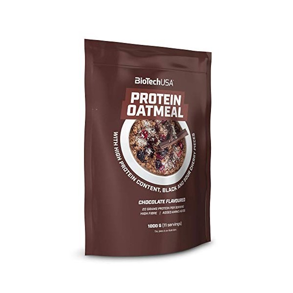 BioTechUSA Protein Oatmeal Repas fonctionnel, riche en protéines et fibres de flocons d’avoine, avec fruits secs, avec édulco...