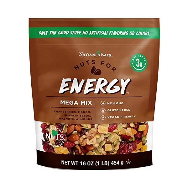 Natures Eats Nuts for Energy Mega Trail Mix, Oz Assortiment de 473,6 g