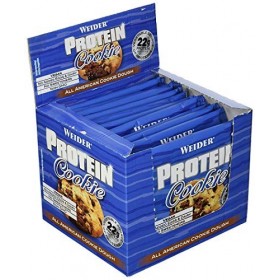 Weider Biscuit de Protéines Végétales Double Chocolat Chips 90 g, 1 lot de 12 biscuits
