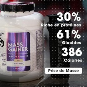 MASS GAINER VITAXTEND – Gainer Riche en Protéines & Glucides – Soutien à la Croissance Musculaire & Énergie – Vitamines B6, C...