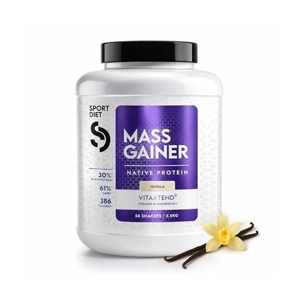 MASS GAINER VITAXTEND – Gainer Riche en Protéines & Glucides – Soutien à la Croissance Musculaire & Énergie – Vitamines B6, C...