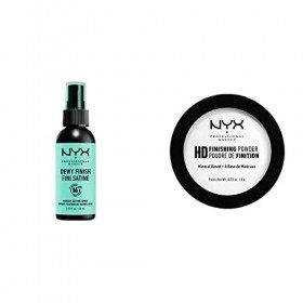 NYX Professional Makeup Spray Fixateur, Tenue Longue Durée, Fini Velouté, 60 mL & Poudre de Finition Compacte Perfectrice de 
