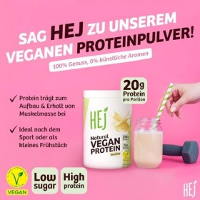 HEJ Poudre de protéines végétaliennes - Poudre de protéines de riz et de pois - Pour le développement musculaire et le fitnes
