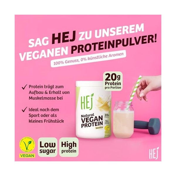 HEJ Poudre de protéines végétaliennes - Poudre de protéines de riz et de pois - Pour le développement musculaire et le fitnes