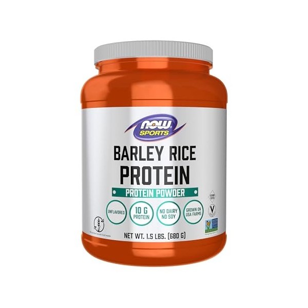 NOW Sports, poudre de protéine de riz dorge, non aromatisée, très durable, 10 g de protéines, 0,7 kg.