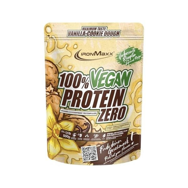 IronMaxx 100% Vegan Protein Zero - Peanut Chocolate Cookie Dough 500g | Poudre de protéine sans sucre et riche en protéines c...