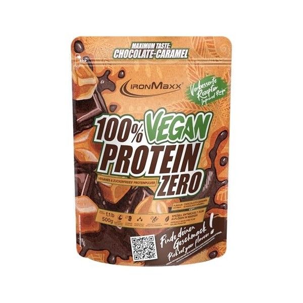 IronMaxx 100% Vegan Protein Zero - Peanut Chocolate Cookie Dough 500g | Poudre de protéine sans sucre et riche en protéines c...