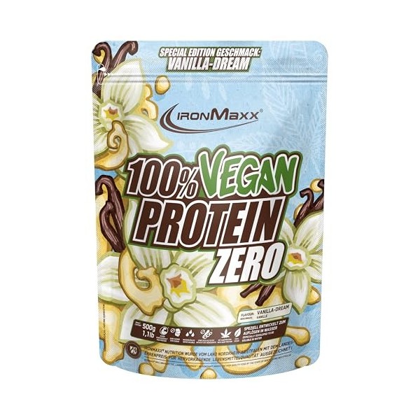 IronMaxx 100% Vegan Protein Zero - Peanut Chocolate Cookie Dough 500g | Poudre de protéine sans sucre et riche en protéines c...