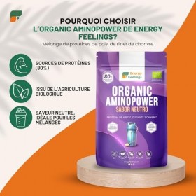 Energy Feelings Vegan Protein Powder 80% 500g, Protéine Végétale Bio en Poudre pour Maigrir, Grossir et Musculation, Protéine