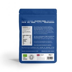 Sun & Seed Poudre de protéine de graines de chia bio 300 g – Haute protéine, riche en fibres, faible en matières grasses – Su