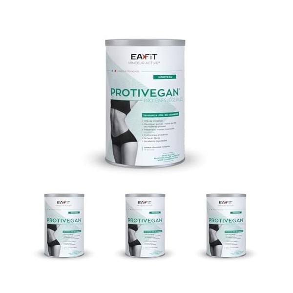 EAFIT Protivegan - Chocolat noisette - 450 g - 15 en-cas Protéines végétales - Tri sources - SANS GLUTEN - SANS COLORANT ARTI