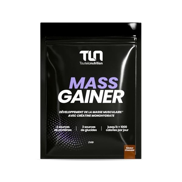 MASS GAINER | Gainer Prise de Masse Musculation | Créatine | +1200 kcal par jour | Protéines Whey & Caséine + Glucides Avoine