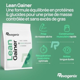 LEAN GAINER | Protéines avec Whey + Caséine | Glucides avec Farine d’avoine + Maltodextrine | Gainer Prise de Masse Musculati