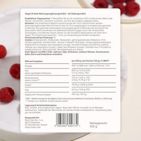 natu.care Poudre protéinée végétalienne Chocolat blanc & framboise - Protéines végétales issues de pois, riz & levure avec co