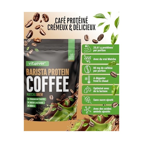 Barista Protein Coffee - Café protéiné crémeux avec jusquà 20 g de protéines par portion - Avec du vrai café & de la caféine