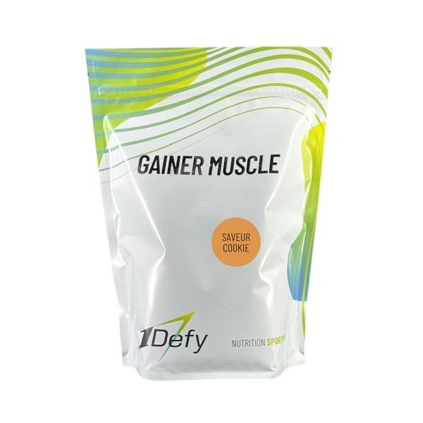 1Defy - Gainer Muscle - Gainer - Boisson hypercalorique - Protéine - Prise de masse 750g, Cookie 