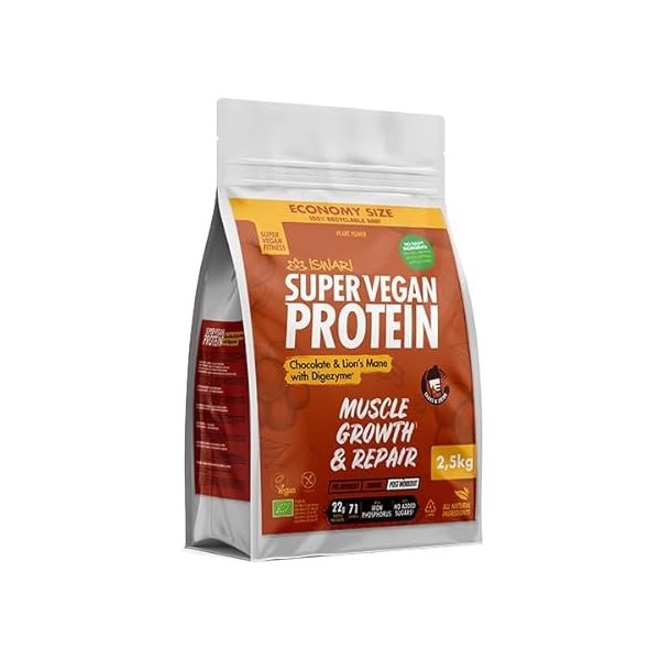 Super Vegan Protein de Chocolate & Hydne hérisson avec Digezyme 2,5kg 