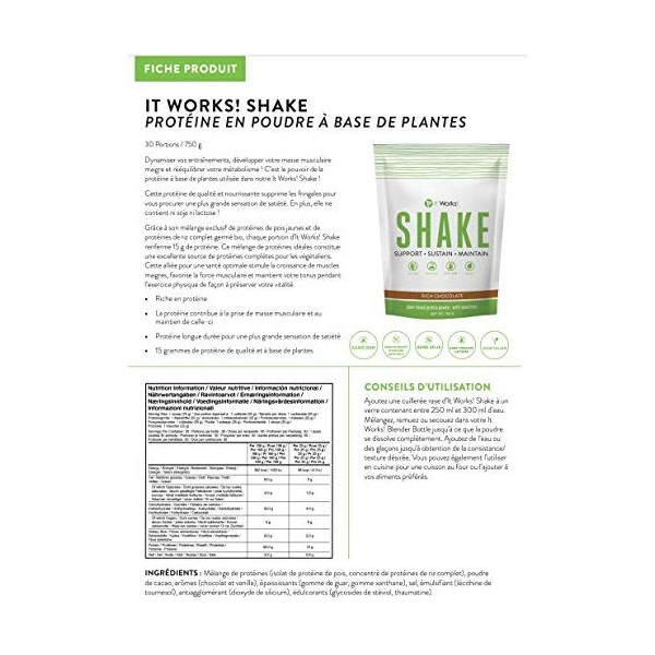 SHAKE - CHOCOLAT INTENSE | Protéines végétales | Protéines en poudre à base de plantes | It Works