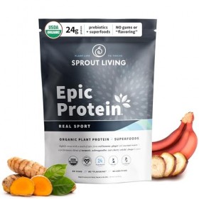 Sprout Living, Epic Protein, poudre de protéines et superaliments à base de plantes, Real Sport | 24 g de poudre de protéine 