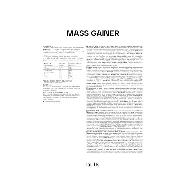 Bulk Mass Gainer, Protein Shake for Weight Gain, Chocolate Cookies, 5 kg, Packaging May Vary