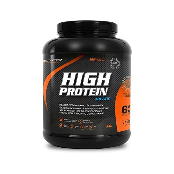 SRS Muscle High Protein Aquatic XL, 1900 g, chocolat | 3+1 protéines multi-composants | optimisées pour la valeur biologique ...