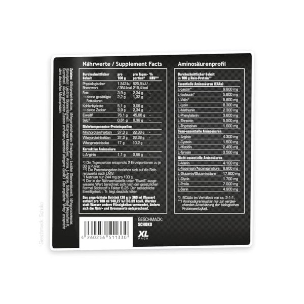 SRS Muscle High Protein Aquatic XL, 1900 g, chocolat | 3+1 protéines multi-composants | optimisées pour la valeur biologique ...