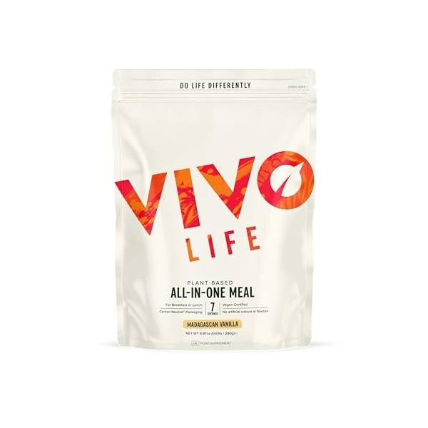 Vivo Life WHOLE - Boisson nutritive végétale - Protéines, graisses essentielles, vitamines et minéraux - 25 portions Fraise 