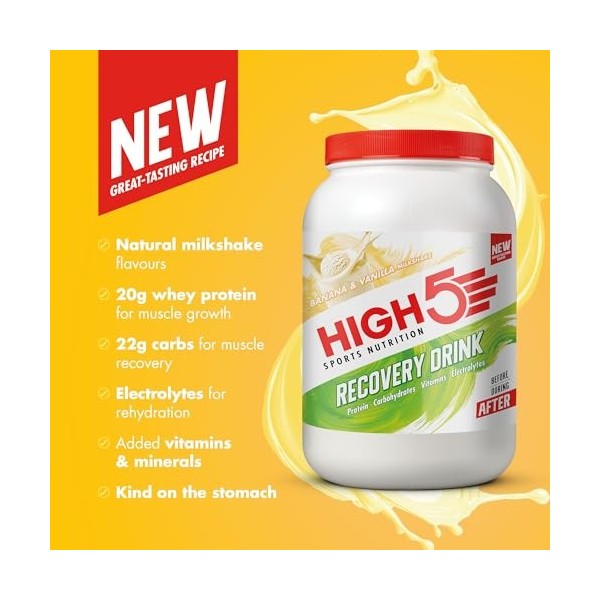 HIGH5 Recovery Drink Banana/Vanilla, 1.6kg Mélange de protéines