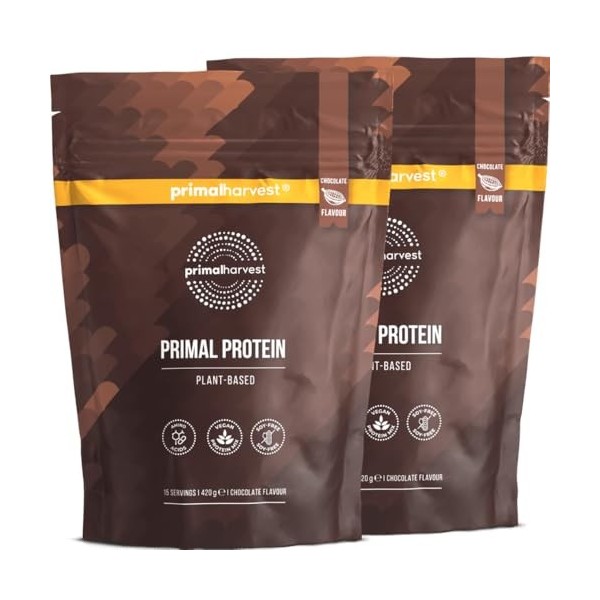 Primal Harvest Primal Protein – Protéine végétalienne aux haricots fava, pois chiches et riz, 20 g de protéines par portion, ...