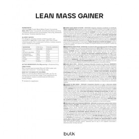 Bulk Gainer Masse Sèche, Shake protéiné en poudre, gainer lean, glutamine, Chocolat, 1 kg, 11 Portions