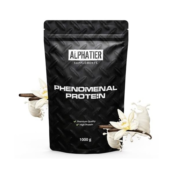 Alphatier Poudre de protéines végétaliennes - Vanille - Poudre de Protéine avec 80% de Protéines - Vanilla Protein Powder - I