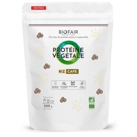 BIOFAIR NUTRITION - Protéine Vegan, Végétale et Bio - À Base de Riz Bio et Café - Saine, 100% Naturelle et Responsable - 20 D