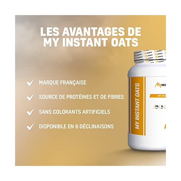 MyMUSCLE - My Instant Oats - Farine d’Avoine Micronisée en Poudre - Saveur Neutre 1,5kg - 30 Portions Mélange de protéines