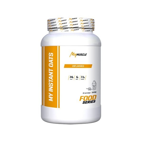 MyMUSCLE - My Instant Oats - Farine d’Avoine Micronisée en Poudre - Saveur Neutre 1,5kg - 30 Portions Mélange de protéines