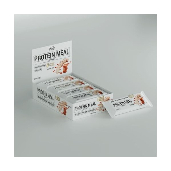 PWDNUTRITION PROTEIN MEAL barritas banofee 12uds. – snack prêt à consommer entre les repas, coffret de 12 pièces, parfait lor