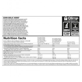 Olimp Sport Nutrition Gain Bolic 6000 Chocolat 1 kg Mélange de protéines